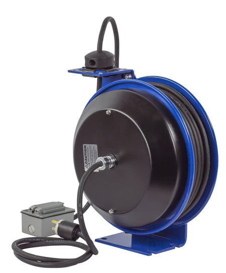 Electrical Cord Reel Duplex GFCI Metal Outlet with Spring Loaded Lid