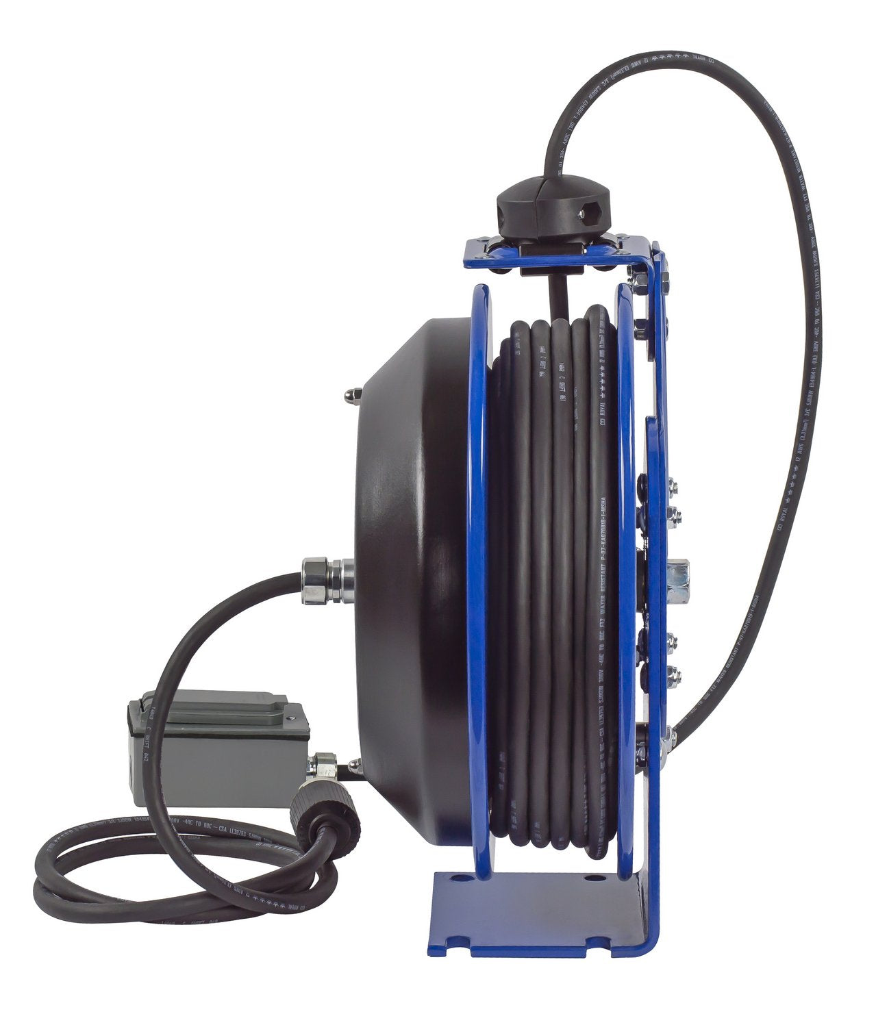 Electrical Cord Reel Duplex GFCI Metal Outlet with Spring Loaded Lid
