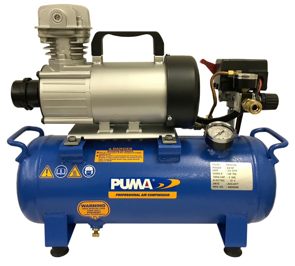 Puma 0.75 hp 12v 3 gallon aluminium hand carry hot dog tank Air Compressor