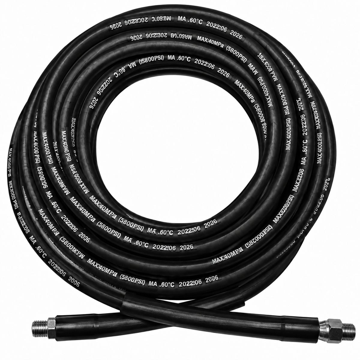 A black 16000 PSI Waterblast Hose