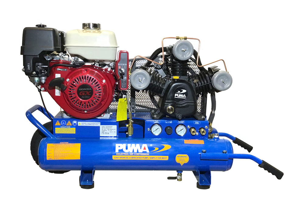 Puma 8 hp 8 gallon twin tank wheel barrow type w/ honda engine Air Compressor