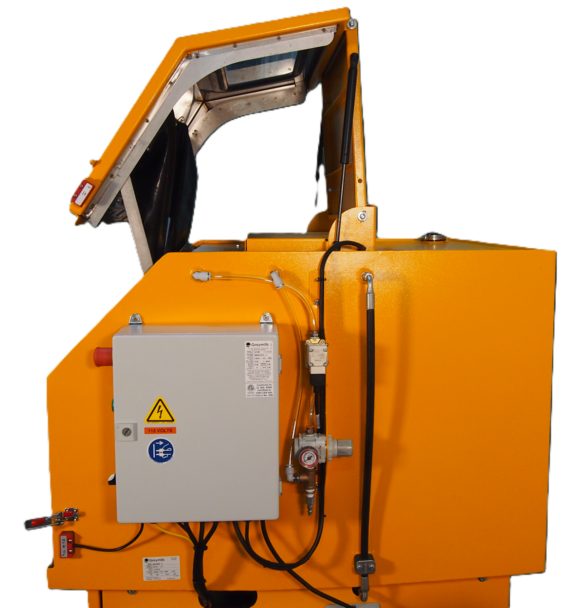 Opened Parts washer cabinet side