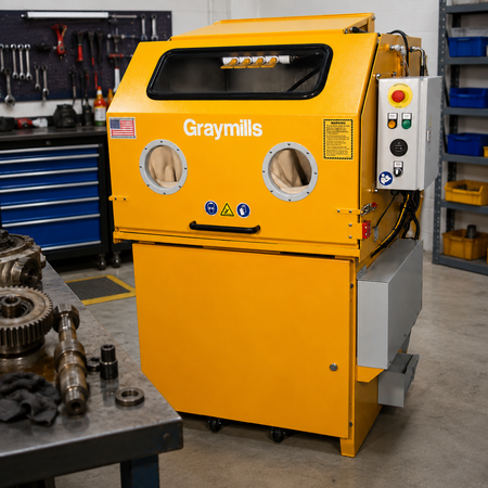 High Pressure Parts Washer Cabinet in use for parts washing.
