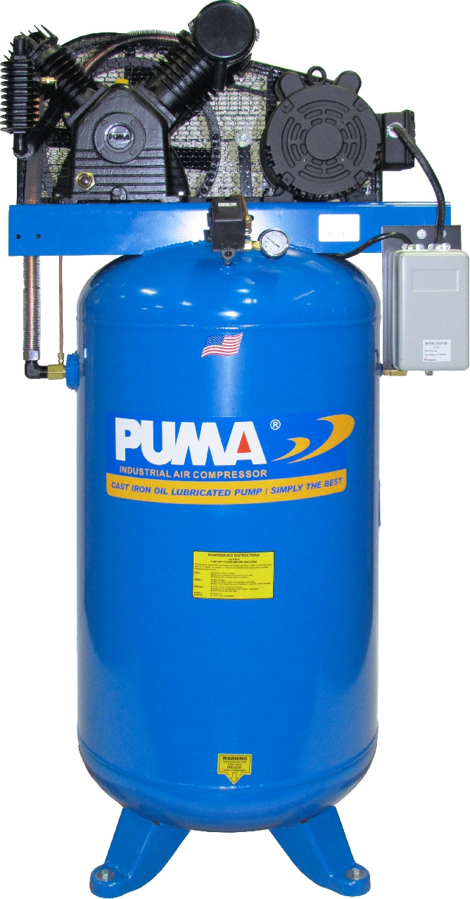 Puma 7.5 hp 80 gallon vertical tank with magnetic starter Air Compressor