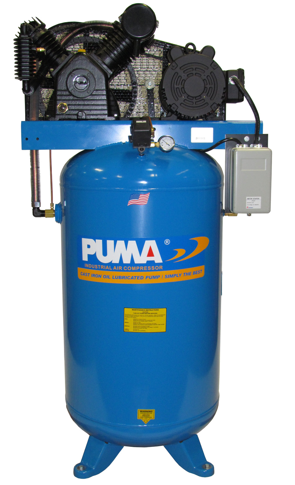 Puma 7.5 hp 80 gallon vertical tank with magnetic starter & prem. package Air Compressor