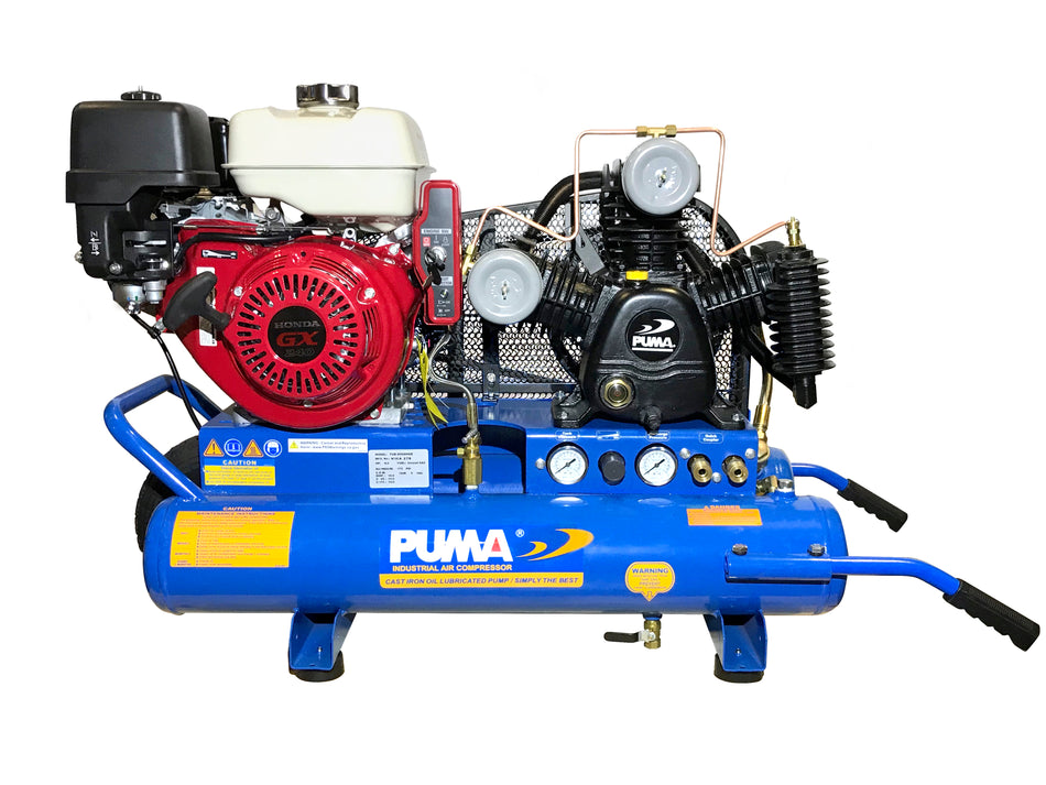 Puma 8 hp 8 gallon twin tank wheel barrow type w/ honda engine Air Compressor