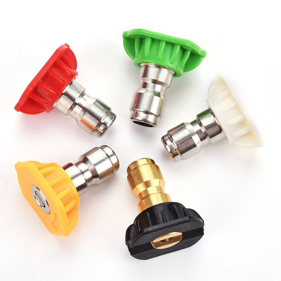 Stainless Steel Pressure Washer Spray Tips (Size 3.0) - 5-Pack with Soap Nozzle