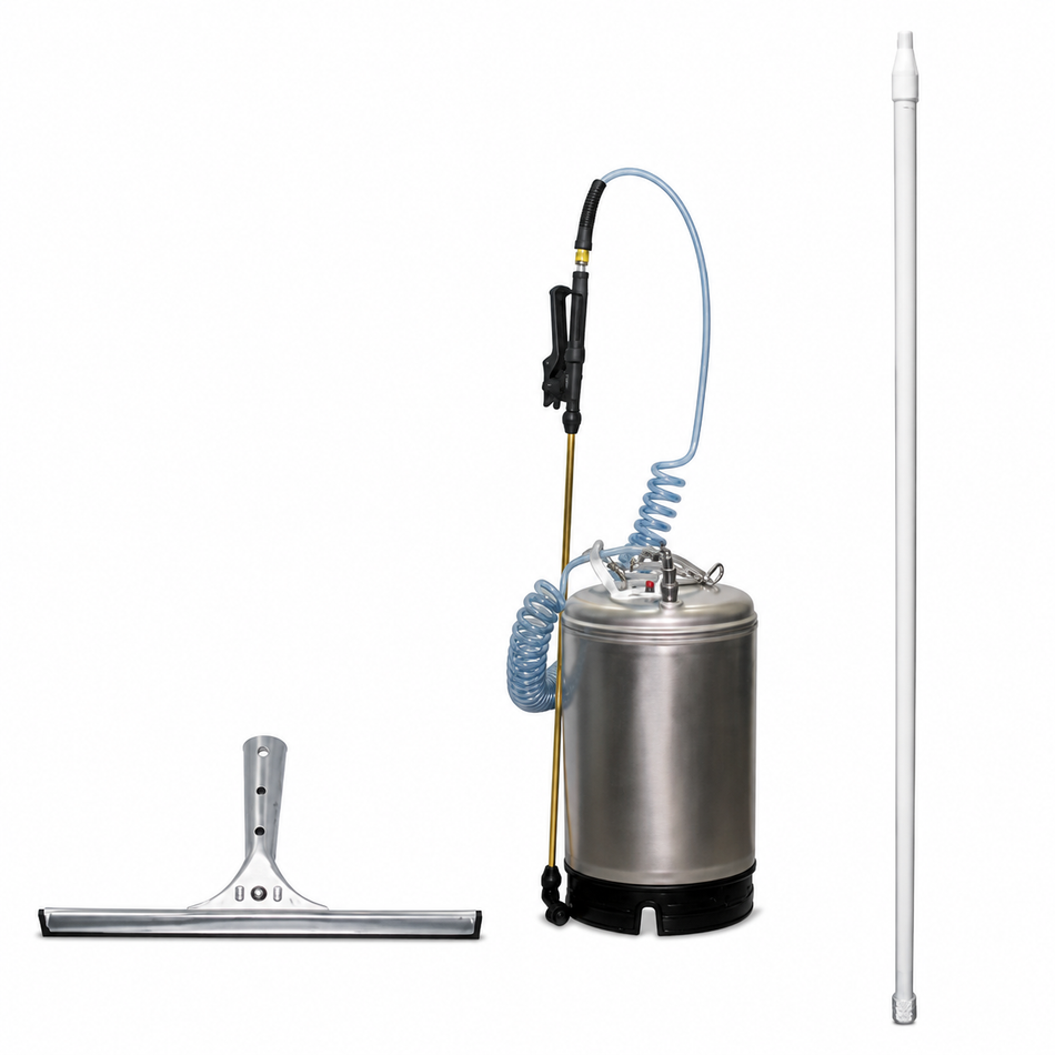 Low-Pressure Commercial Window Cleaning Kit with 125 PSI Sprayer & Extension Pole
