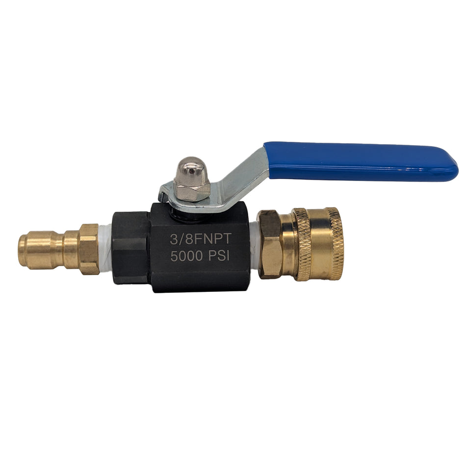 Pressure Washer Ball Valve Shut-Off Kit — 3/8" Quick Connect, Brass Fittings, 5000 PSI