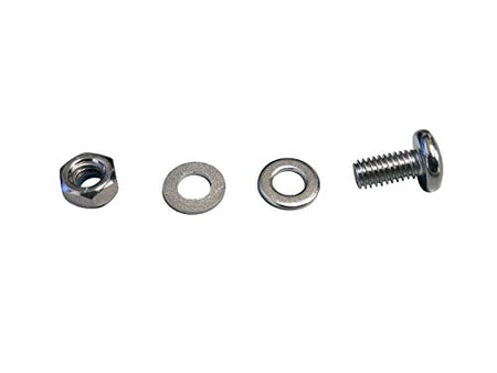 Pressure Washer Hose Reel Kit a metal hex nut, two flat washers, and a pan-head machine screw