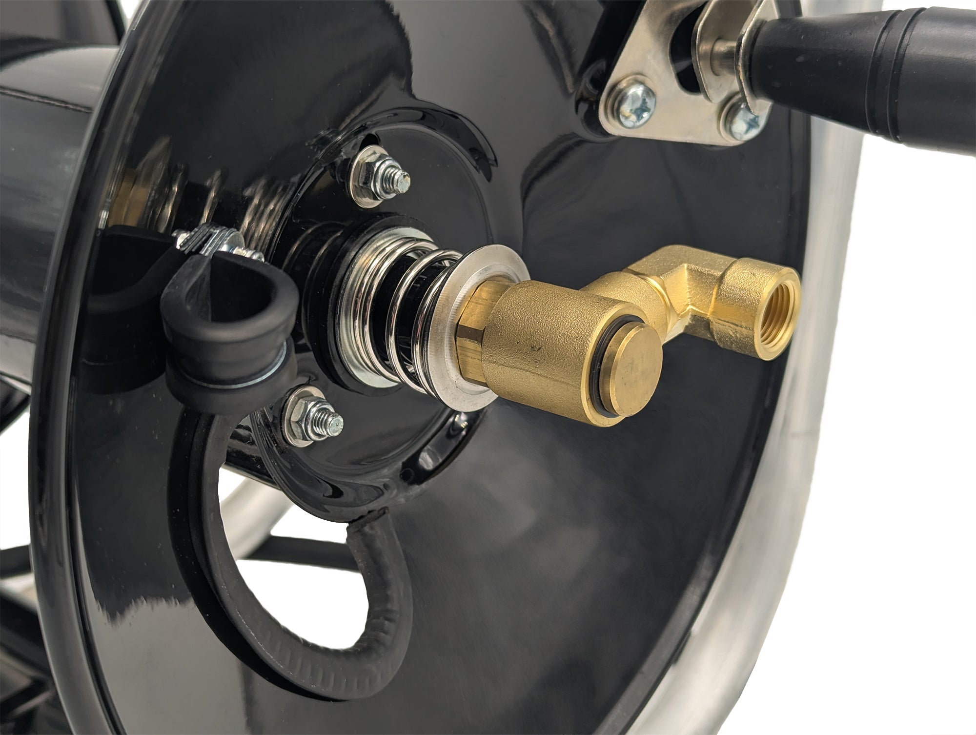 close-up of hose reel of Pressure Washer Hose Reel Kit