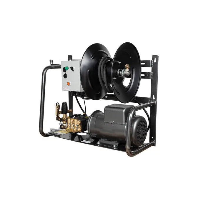 2000 PSI Electric Wall Mount Power Washer 4GPM AR 5HP BALDOR WALL MOUNT HOSE REEL