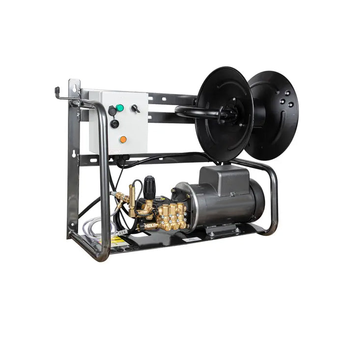 2000 PSI Electric Wall Mount Power Washer 4GPM AR 5HP BALDOR WALL MOUNT HOSE REEL