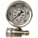 MTM Hydro 10,000 PSI Top Mount Gauge on Stainless QC Fitting